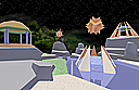 Pale geometric platforms and stairs in the archived Condor Summit world
